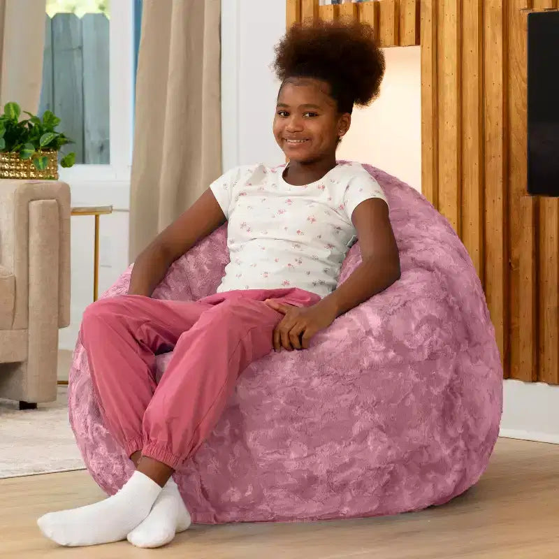 Lil' Cuddler Cocoon Jr Kids Faux Fur Bean Bag Crash Pad & Lounger