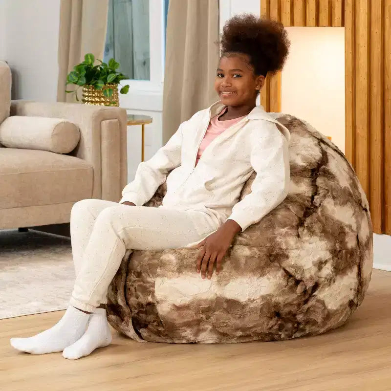 Lil' Cuddler Cocoon Jr Kids Faux Fur Bean Bag Crash Pad & Lounger