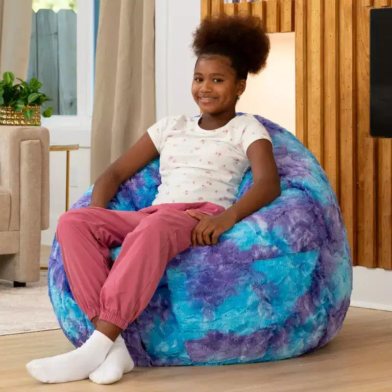 Lil' Cuddler Cocoon Jr Kids Faux Fur Bean Bag Crash Pad & Lounger