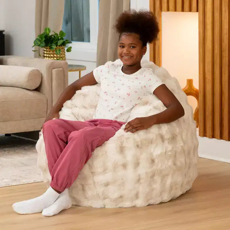 Lil' Cuddler Cocoon Jr Kids Faux Fur Bean Bag Crash Pad & Lounger