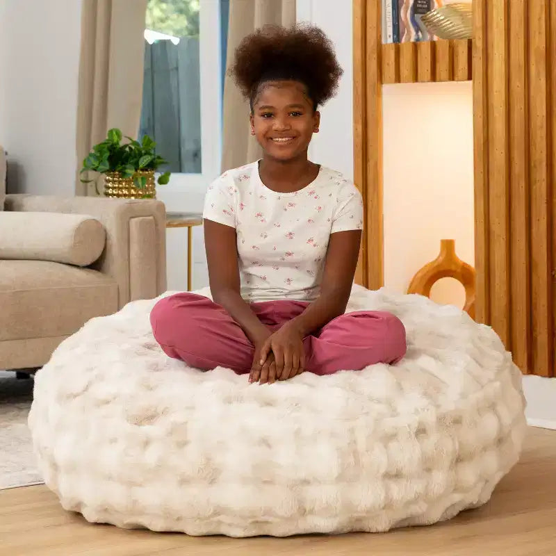 Lil' Cuddler Cocoon Jr Kids Faux Fur Bean Bag Crash Pad & Lounger