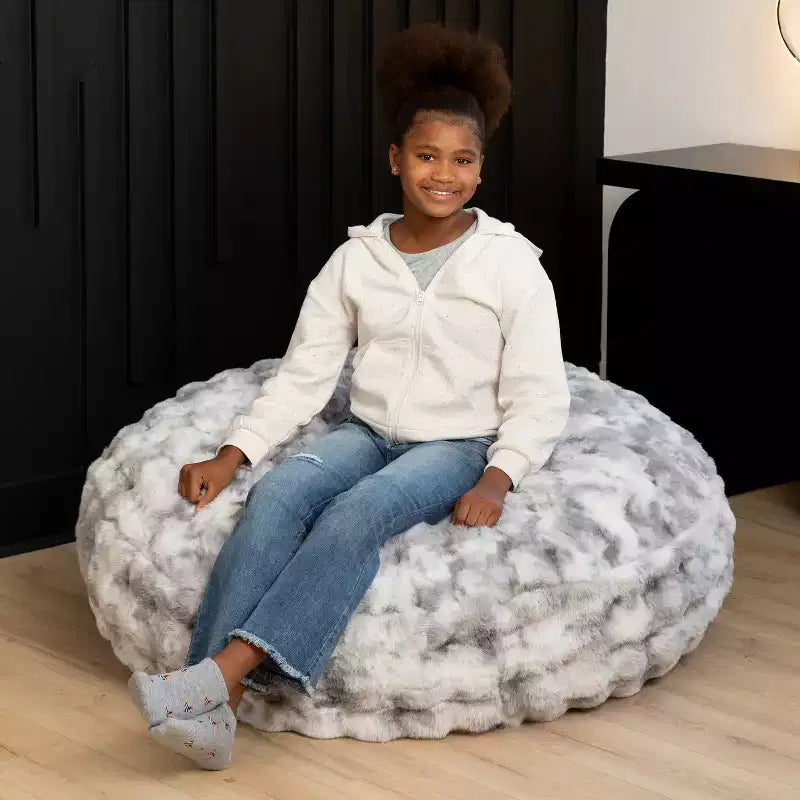 Lil' Cuddler Cocoon Jr Kids Faux Fur Bean Bag Crash Pad & Lounger