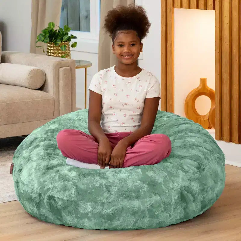 Lil' Cuddler Cocoon Jr Kids Faux Fur Bean Bag Crash Pad & Lounger