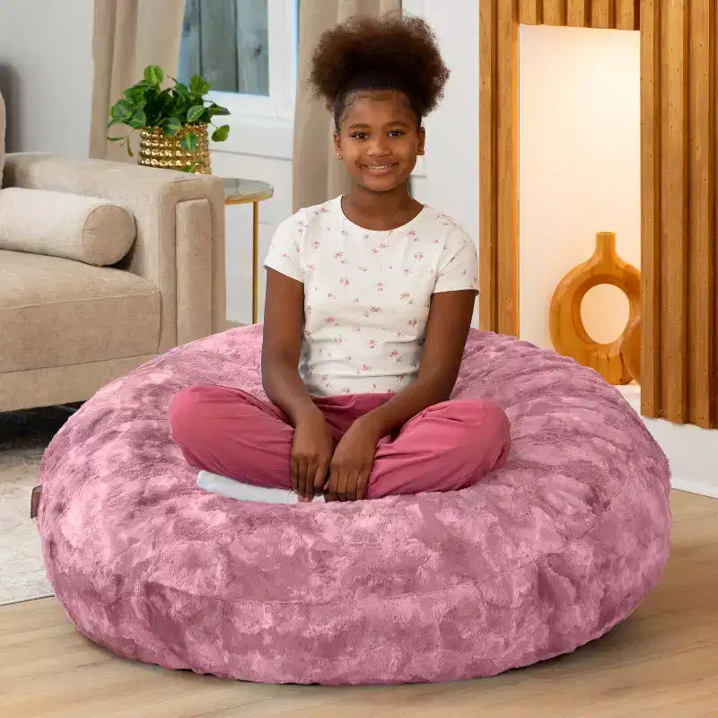 Lil' Cuddler Cocoon Jr Kids Faux Fur Bean Bag Crash Pad & Lounger