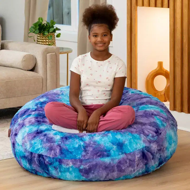 Lil' Cuddler Cocoon Jr Kids Faux Fur Bean Bag Crash Pad & Lounger