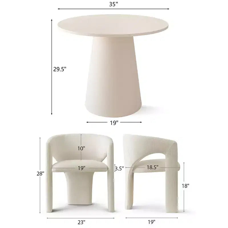 Petit ensemble de salle à manger pour 2 personnes, chaises rembourrées beiges, table à manger ronde sur pied, meubles de cuisine modernes et compacts - Panipeachy