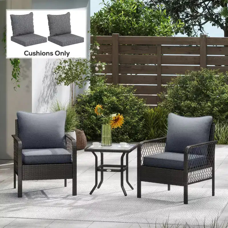 4 coussins de chaise de patio avec assise et dossier, ensemble de coussins de rechange résistants à la décoloration