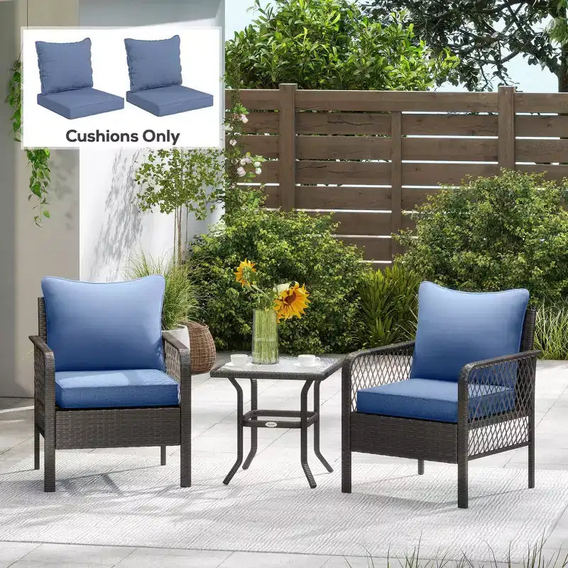 4 coussins de chaise de patio avec assise et dossier, ensemble de coussins de rechange résistants à la décoloration