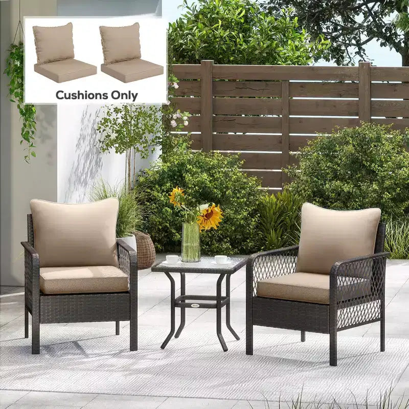 4 coussins de chaise de patio avec assise et dossier, ensemble de coussins de rechange résistants à la décoloration