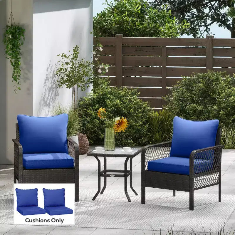 4 coussins de chaise de patio avec assise et dossier, ensemble de coussins de rechange résistants à la décoloration