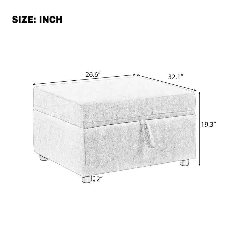 26.6" Movable Storage Ottoman