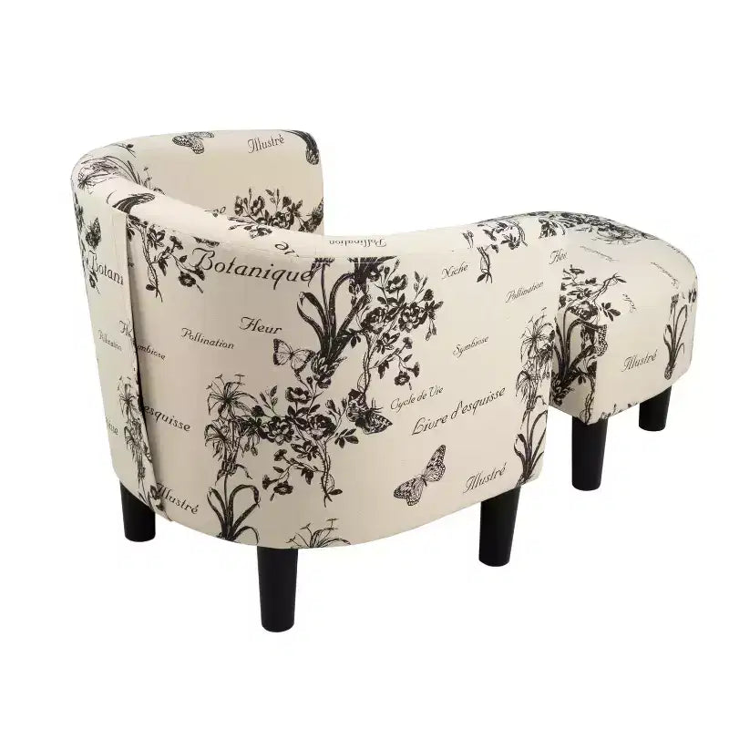 Fauteuil de salon cylindrique GDFStudio Everett avec pouf, en tissu à motif rétro