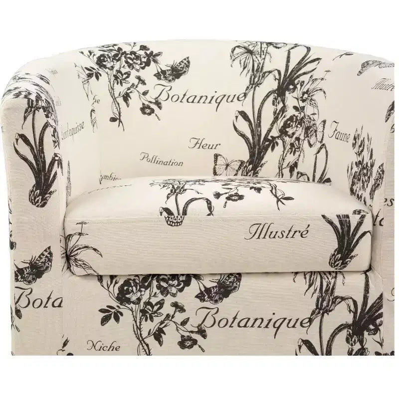 Fauteuil de salon cylindrique GDFStudio Everett avec pouf, en tissu à motif rétro