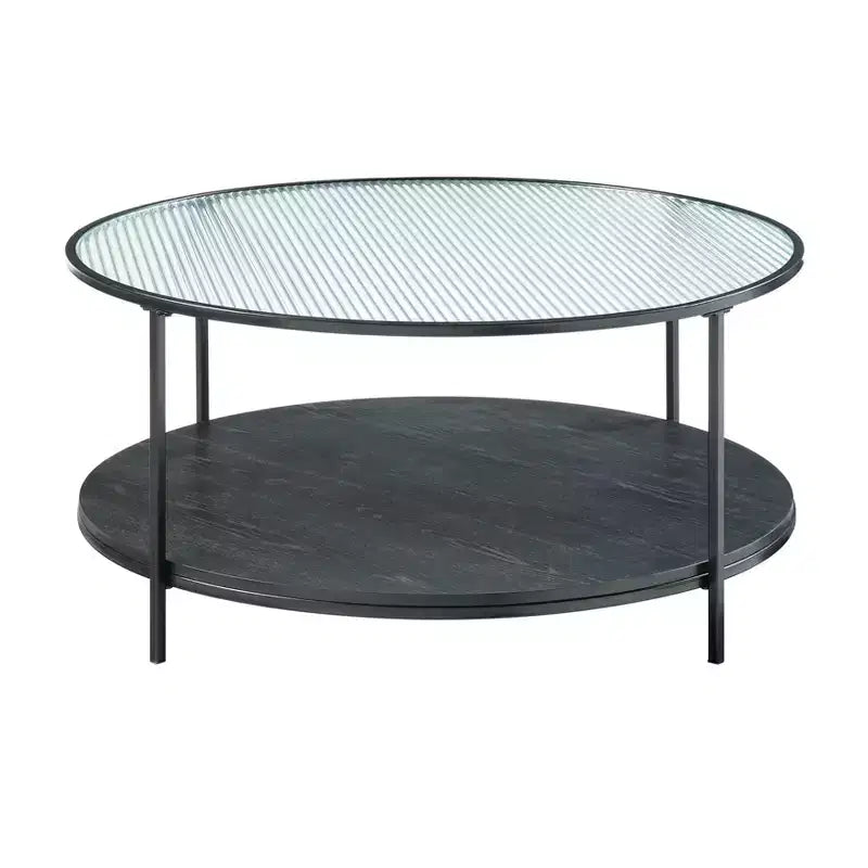 GDFStudio Carson Ensemble table basse et table d'appoint rondes modernes en métal 2 pièces avec plateau en verre