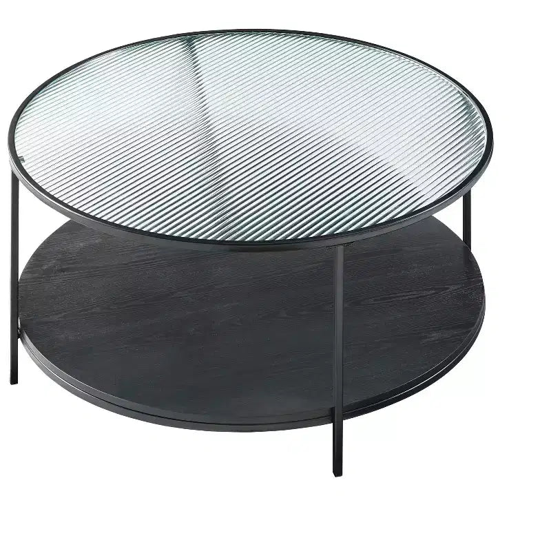 GDFStudio Carson Ensemble table basse et table d'appoint rondes modernes en métal 2 pièces avec plateau en verre