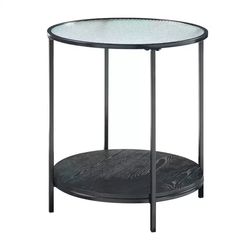 GDFStudio Carson Ensemble table basse et table d'appoint rondes modernes en métal 2 pièces avec plateau en verre