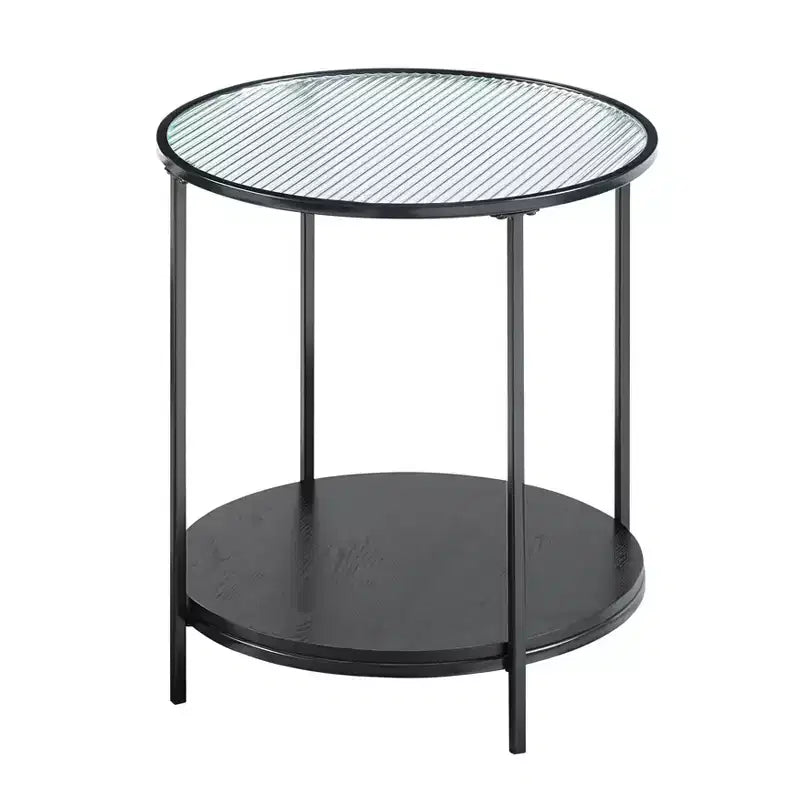 GDFStudio Carson Ensemble table basse et table d'appoint rondes modernes en métal 2 pièces avec plateau en verre