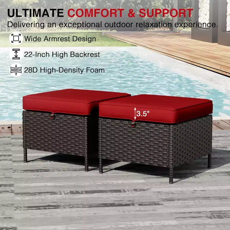 Ensemble de patio extérieur UPTIOT : 2 chaises en osier et 2 poufs pour un confort et une durabilité ultimes