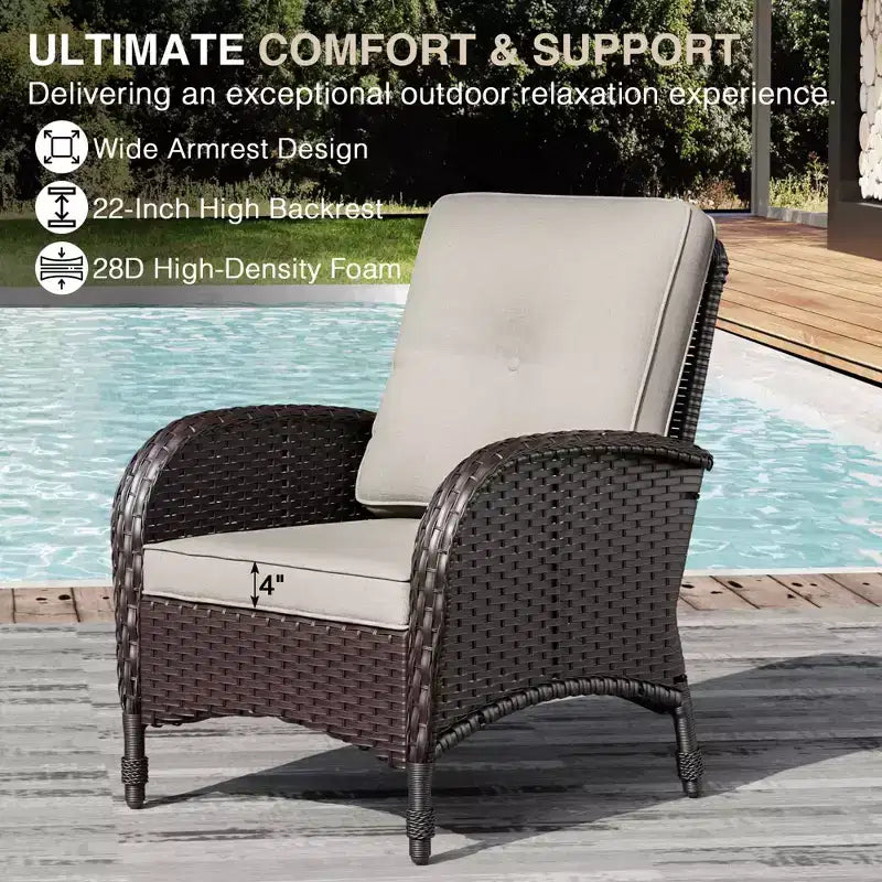 Ensemble de patio extérieur UPTIOT : 2 chaises en osier et 2 poufs pour un confort et une durabilité ultimes
