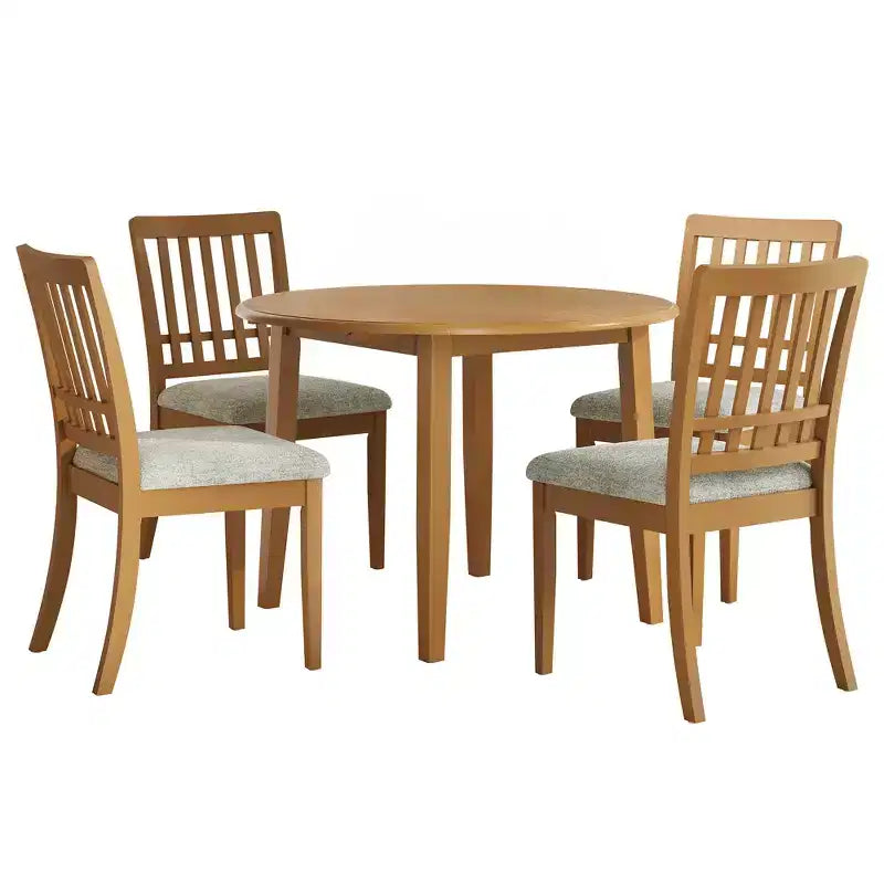 Ensemble de salle à manger rond GDFStudio Turner 5 pièces avec 1 table de salle à manger pliante en bois et 4 chaises rembourrées