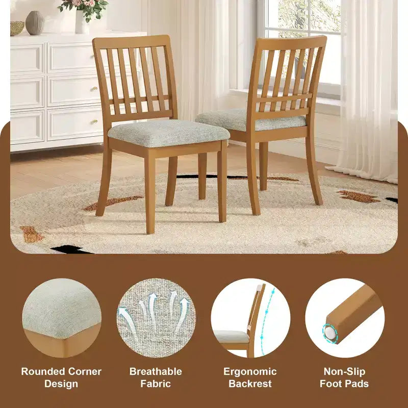 Ensemble de salle à manger rond GDFStudio Turner 5 pièces avec 1 table de salle à manger pliante en bois et 4 chaises rembourrées