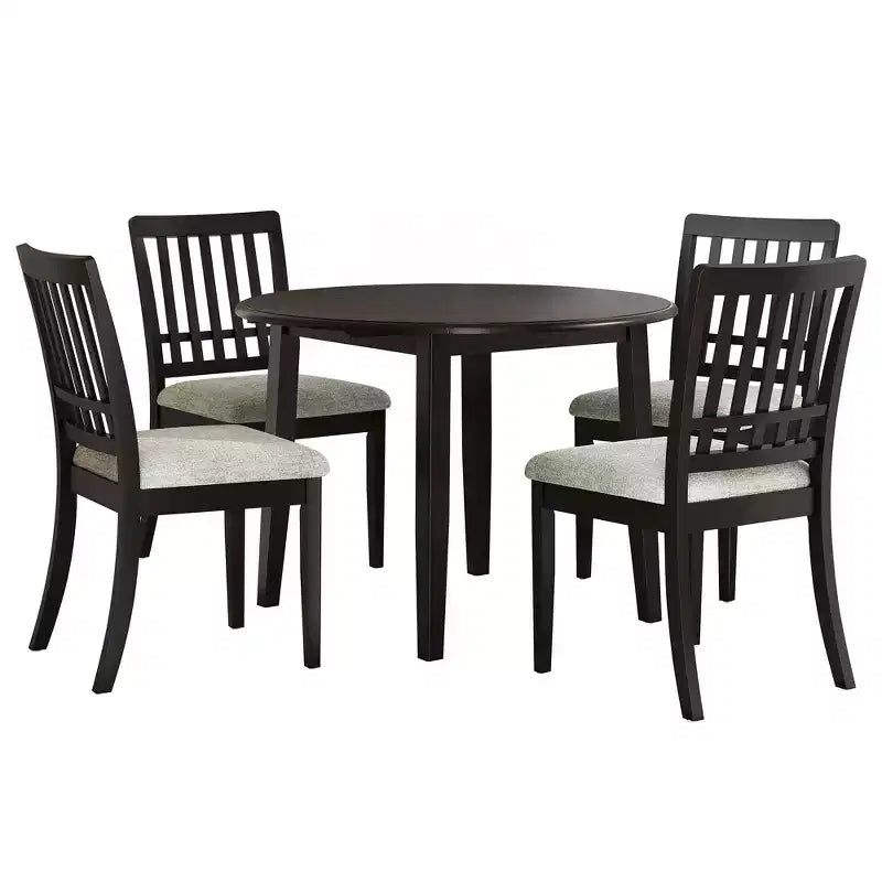 Ensemble de salle à manger rond GDFStudio Turner 5 pièces avec 1 table de salle à manger pliante en bois et 4 chaises rembourrées