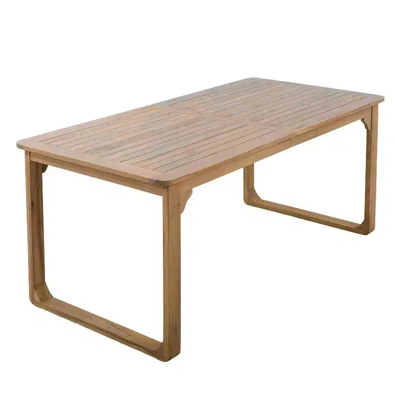 Ensemble de salle à manger d'extérieur ModernLuxe 5/7 pièces, table en bois d'acacia 71" avec coussins + 6 chaises de salle à manger à dossier en corde, finition teck clair