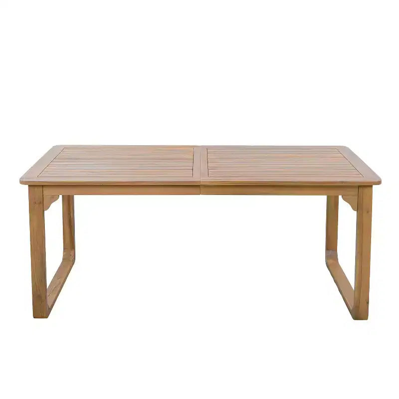 Ensemble de salle à manger d'extérieur ModernLuxe 5/7 pièces, table en bois d'acacia 71" avec coussins + 6 chaises de salle à manger à dossier en corde, finition teck clair
