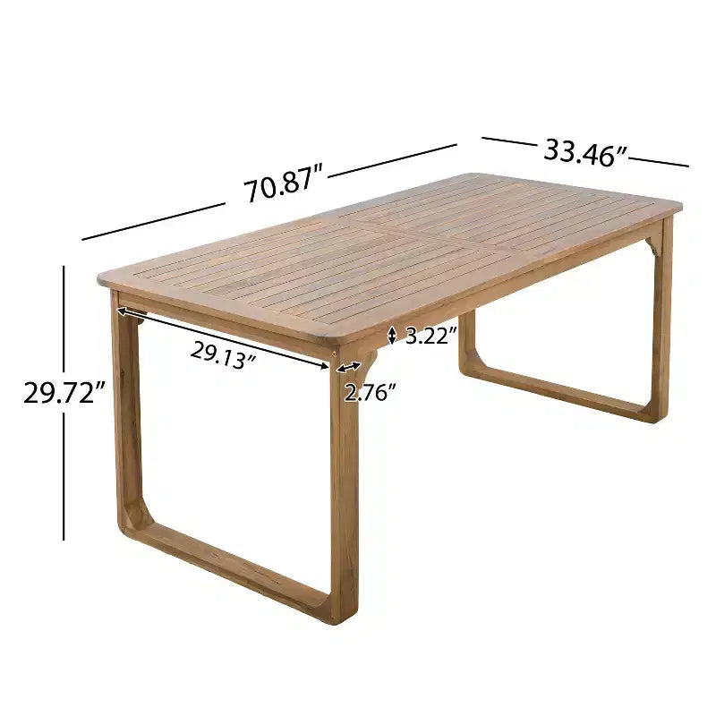 Ensemble de salle à manger d'extérieur ModernLuxe 5/7 pièces, table en bois d'acacia 71" avec coussins + 6 chaises de salle à manger à dossier en corde, finition teck clair