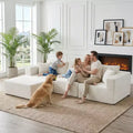 Mjkone Large Modular Sectional Sofa with Chaise, Premium Corduroy, Pet-Friendly, Ivory White