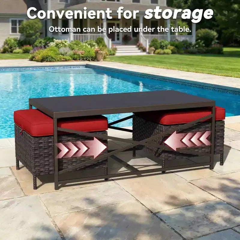 Ensemble de chaises à bascule pivotantes d'extérieur UPTIOT avec poufs convertibles et table basse pour un confort de patio