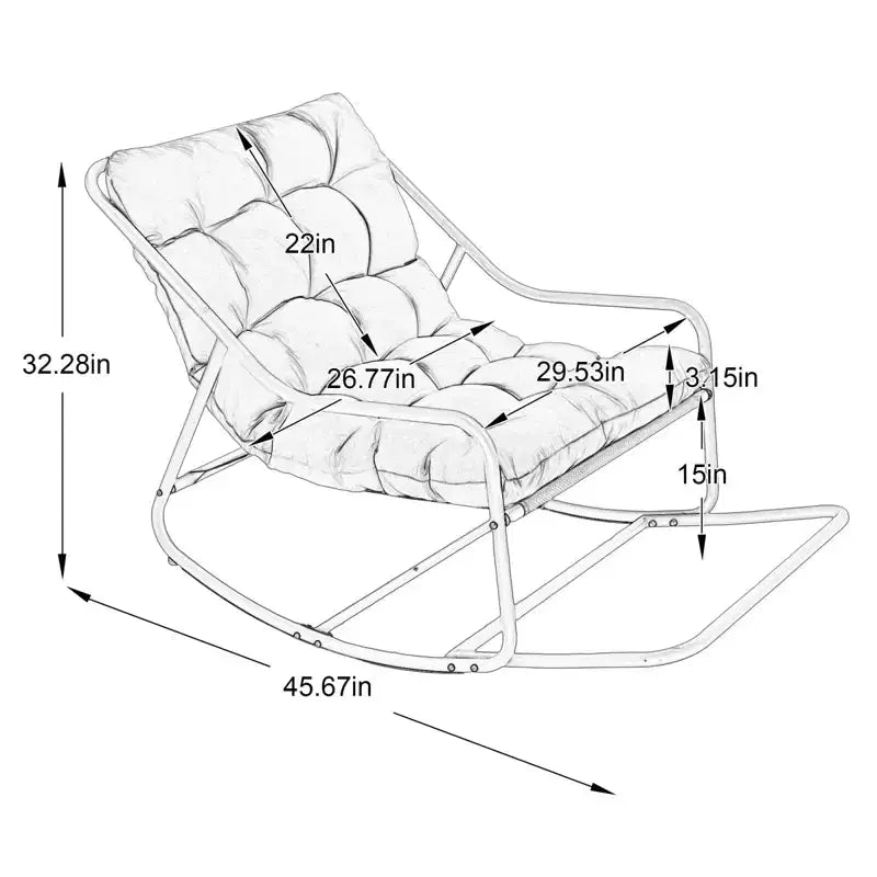 Fauteuil à bascule d'extérieur NAYSAYE, chaise longue de patio avec repose-pieds, fauteuil de lecture rembourré pour porche ou salon, gris, 116 x 65,8 x 82 cm
