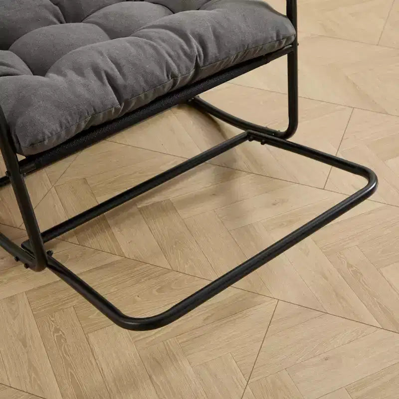 Fauteuil à bascule d'extérieur NAYSAYE, chaise longue de patio avec repose-pieds, fauteuil de lecture rembourré pour porche ou salon, gris, 116 x 65,8 x 82 cm