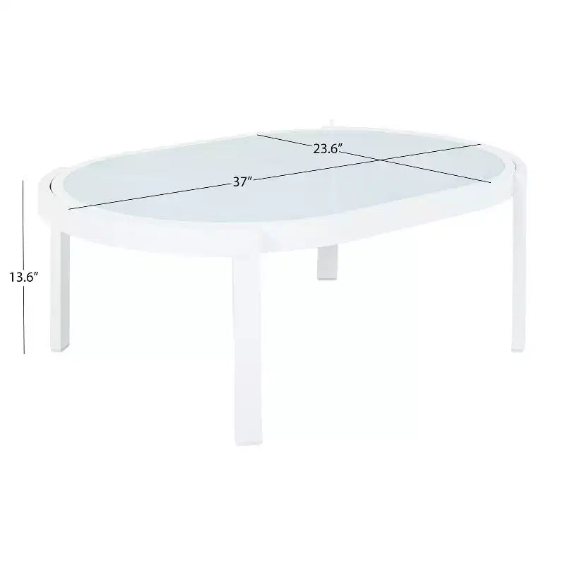 GDFStudio Estella, ensemble de conversation moderne d'extérieur en aluminium 4 pièces avec table basse en verre
