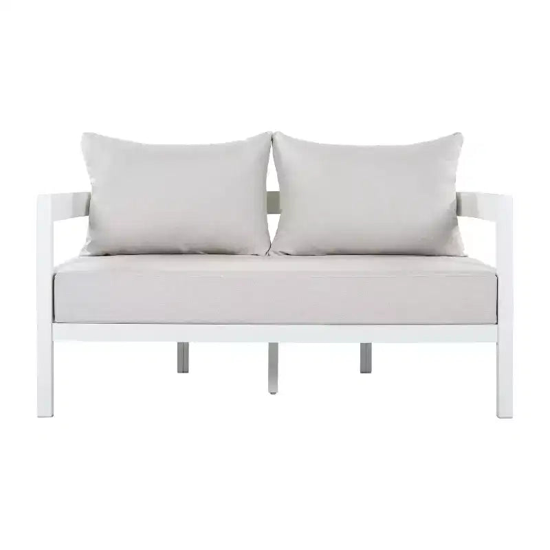 GDFStudio Estella, ensemble de conversation moderne d'extérieur en aluminium 4 pièces avec table basse en verre