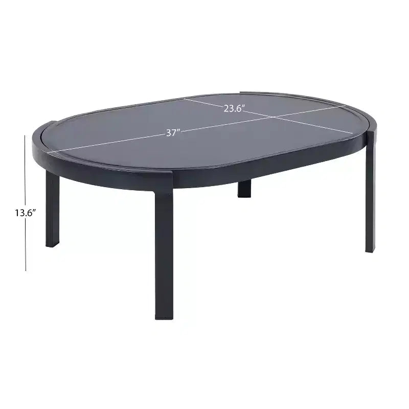 GDFStudio Estella, ensemble de conversation moderne d'extérieur en aluminium 4 pièces avec table basse en verre