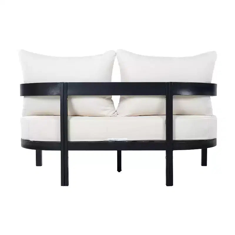 GDFStudio Estella, ensemble de conversation moderne d'extérieur en aluminium 4 pièces avec table basse en verre