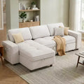 Dyonery Sleeper Sectional Sofa with Pull-Out Bed, Storage Chaise, Adjustable Backrest & USB, Chenille