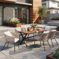 Polibi 7-Piece Patio Dining Set with Acacia Wood Tabletop