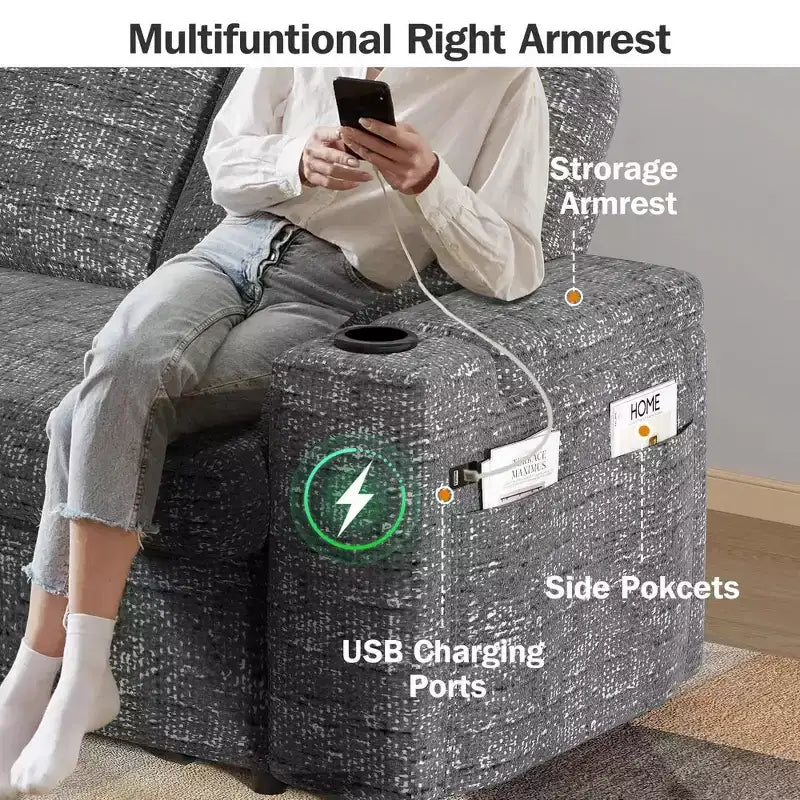 Canapé-lit Dyonery 65.5 4-en-1 avec dossiers réglables, chargement USB et Type-C, porte-gobelets, poches latérales, assemblage sans outils, vert