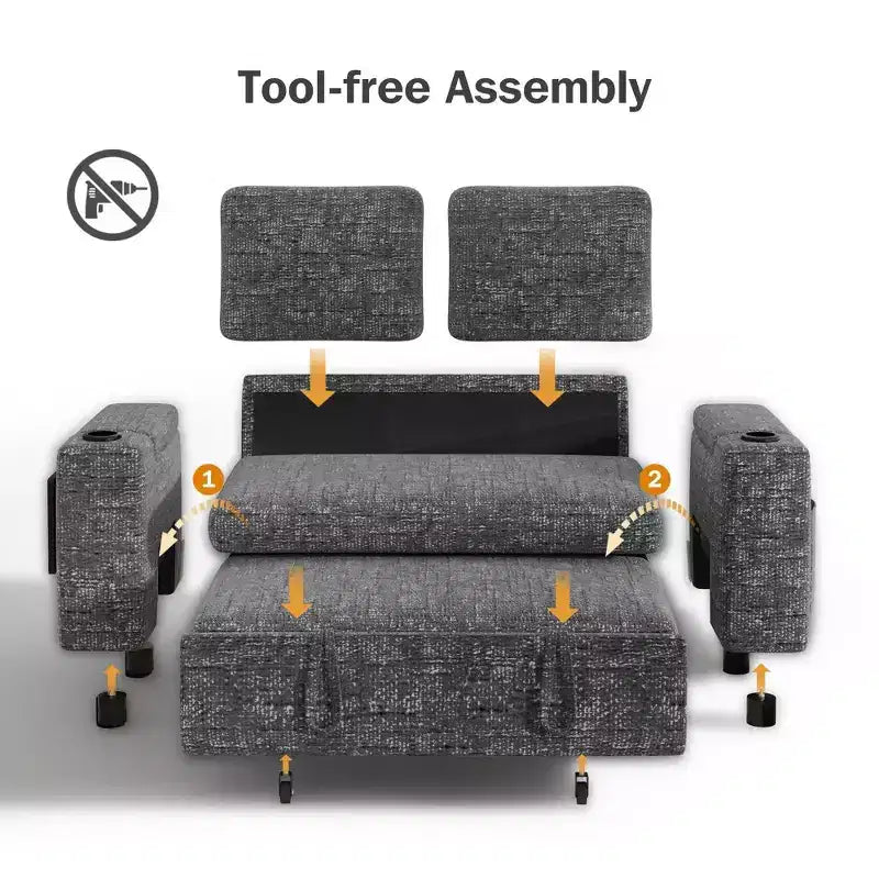 Canapé-lit Dyonery 65.5 4-en-1 avec dossiers réglables, chargement USB et Type-C, porte-gobelets, poches latérales, assemblage sans outils, vert