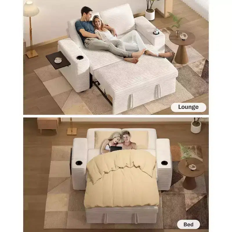 Canapé-lit Dyonery 65.5 4-en-1 avec dossiers réglables, chargement USB et Type-C, porte-gobelets, poches latérales, assemblage sans outils, vert