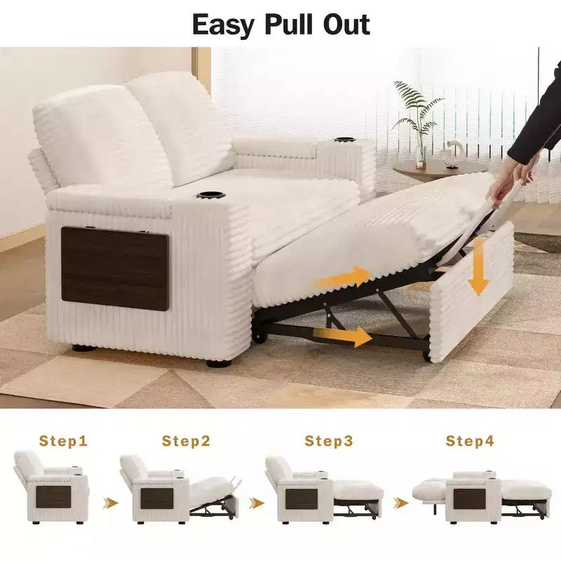 Canapé-lit Dyonery 65.5 4-en-1 avec dossiers réglables, chargement USB et Type-C, porte-gobelets, poches latérales, assemblage sans outils, vert