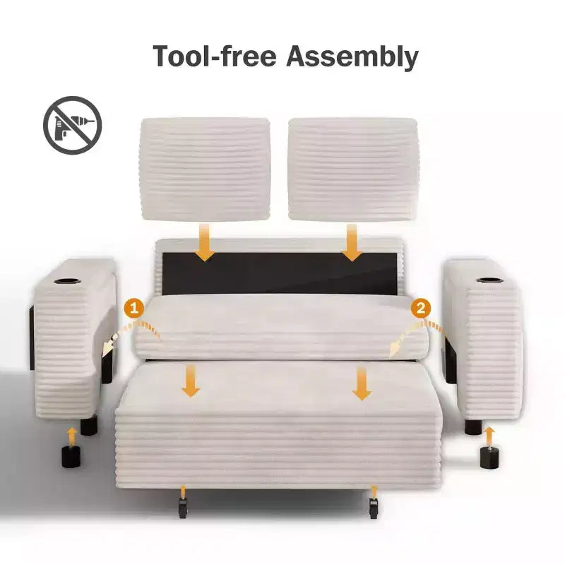 Canapé-lit Dyonery 65.5 4-en-1 avec dossiers réglables, chargement USB et Type-C, porte-gobelets, poches latérales, assemblage sans outils, vert