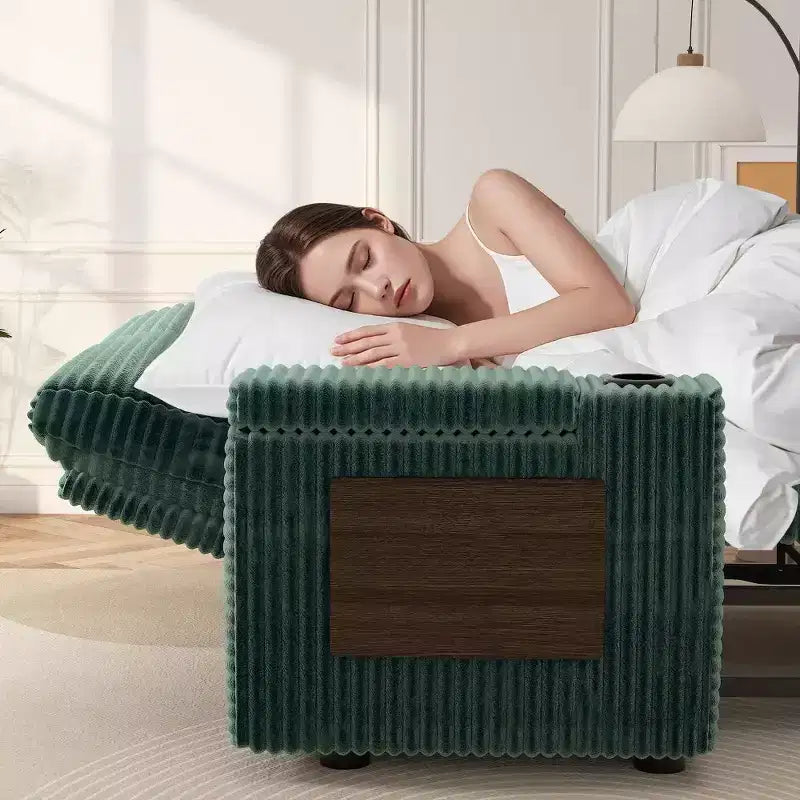 Canapé-lit Dyonery 65.5 4-en-1 avec dossiers réglables, chargement USB et Type-C, porte-gobelets, poches latérales, assemblage sans outils, vert