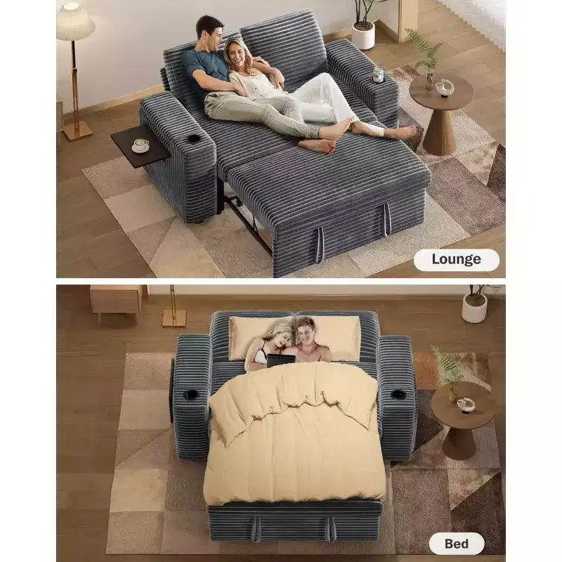 Canapé-lit Dyonery 65.5 4-en-1 avec dossiers réglables, chargement USB et Type-C, porte-gobelets, poches latérales, assemblage sans outils, vert