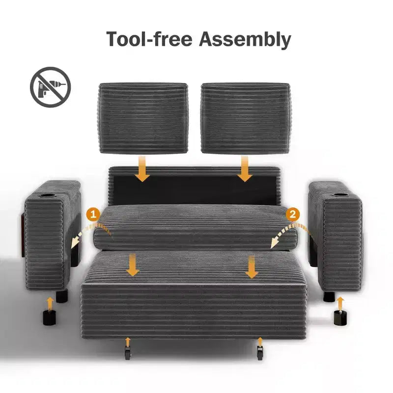 Canapé-lit Dyonery 65.5 4-en-1 avec dossiers réglables, chargement USB et Type-C, porte-gobelets, poches latérales, assemblage sans outils, vert