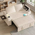 Dyonery 65.5 Sleeper Sofa Bed 4-in-1 with Adjustable Backrests, USB & Type-C Charging, Cup Holders, Side Pockets, Tool-Free Assembly,Green