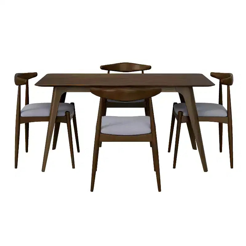 Ensemble de salle à manger minimaliste en bois pour 4 personnes, ensemble de table rectangulaire 5 pièces pour petits espaces avec 4 chaises rembourrées pour la cuisine