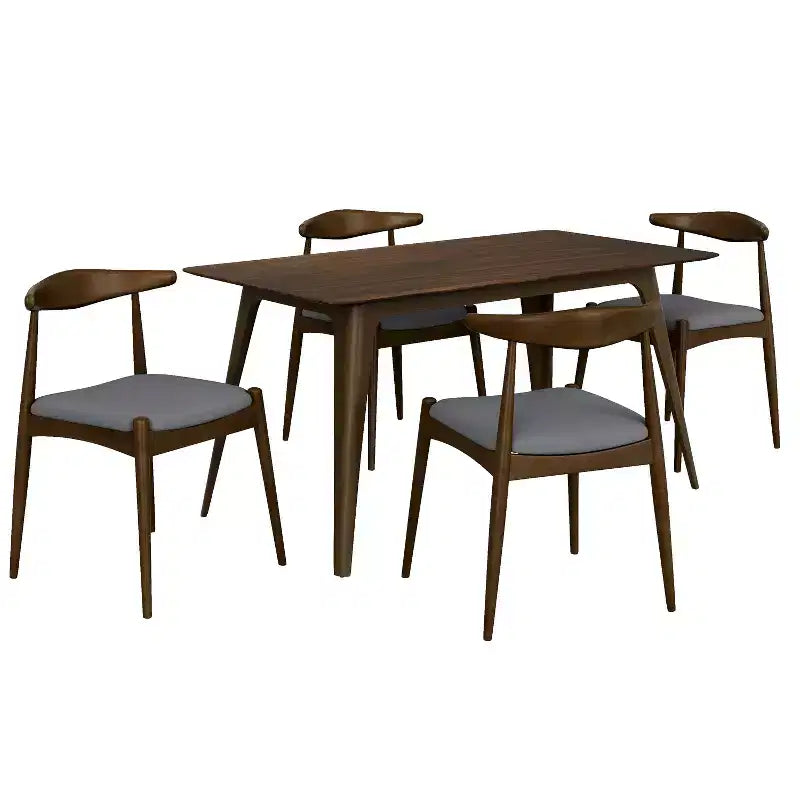 Ensemble de salle à manger minimaliste en bois pour 4 personnes, ensemble de table rectangulaire 5 pièces pour petits espaces avec 4 chaises rembourrées pour la cuisine